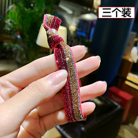 头绳女韩版荧光彩色手工发绳简约百搭扎头皮筋发圈发饰皮套头饰|红色三件套