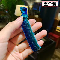 头绳女韩版荧光彩色手工发绳简约百搭扎头皮筋发圈发饰皮套头饰|蓝色五件套