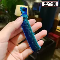 头绳女韩版荧光彩色手工发绳简约百搭扎头皮筋发圈发饰皮套头饰|蓝色五件套