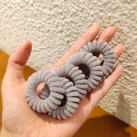毛绒电话线头绳韩国简约皮筋女扎头网红森女黑色秋冬百搭发圈头饰|灰色5条