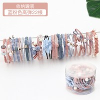 韩国简约森系头绳女网红ins发绳皮套韩版可爱扎头发皮筋发圈头饰|17#蓝粉色高弹22根