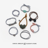 网红ins发圈橡皮筋女头绳森系简约扎头发皮套高弹力韩国发绳无痕|蓝色系八件套【送纱袋】