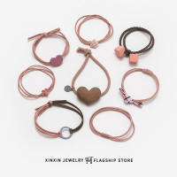 网红ins发圈橡皮筋女头绳森系简约扎头发皮套高弹力韩国发绳无痕|粉色系八件套[送纱袋]