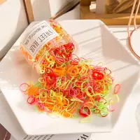 扎头发头绳橡皮筋发圈发绳小清新头饰品彩色皮筋女扎头一次性黑色|F-4150黄橙色850根罐装
