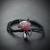 韩国仿水钻水晶猫咪森系头绳简约小清新个性扎头发橡皮筋发饰品女|猫咪款式三