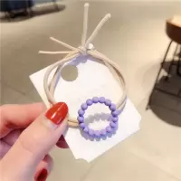 韩国东大门同款发绳女珍珠爱心头绳网红发饰小清心简约扎发圈皮筋|紫色圆形