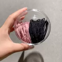 皮套头绳女扎头发发绳网红ins森系高弹力耐用橡皮筋女扎头粗发圈|黑色豆沙粉20个盒装