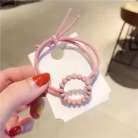 韩国东大门同款发绳女珍珠爱心头绳网红发饰小清心简约扎发圈皮筋|粉色圆形