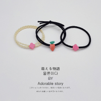 发圈女简约百搭清新胡萝卜橡皮筋森女系高弹耐用扎头发小皮套头绳|双深粉四叶草+萝卜