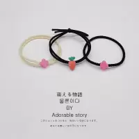 发圈女简约百搭清新胡萝卜橡皮筋森女系高弹耐用扎头发小皮套头绳|双深粉四叶草+萝卜