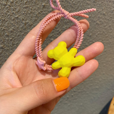 ins彩色小熊发绳可爱糖果色磨砂发圈少女头绳韩国丸子头皮筋发饰|黄色小熊