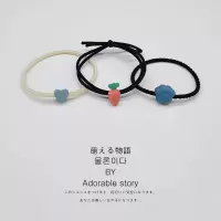 发圈女简约百搭清新胡萝卜橡皮筋森女系高弹耐用扎头发小皮套头绳|深绿爱心+萝卜+深绿猫爪