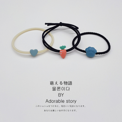发圈女简约百搭清新胡萝卜橡皮筋森女系高弹耐用扎头发小皮套头绳|深绿爱心+萝卜+深绿猫爪