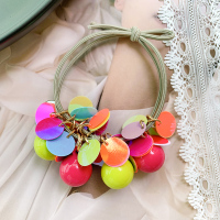 ins森系扎头绳女简约气质韩版网红仙女发圈韩国可爱皮筋发绳头饰|灰绿发圈-亮片珠子款