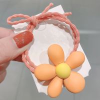 ins彩色小熊发绳可爱糖果色磨砂发圈少女头绳韩国丸子头皮筋发饰|大花朵-橘色