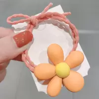 ins彩色小熊发绳可爱糖果色磨砂发圈少女头绳韩国丸子头皮筋发饰|大花朵-橘色
