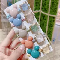 ins彩色小熊发绳可爱糖果色磨砂发圈少女头绳韩国丸子头皮筋发饰|米奇头5根（每色1根）