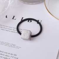 韩国简约chic风金属发绳扎头发橡皮筋欧美风几何拉丝发圈头绳发饰|方块银色