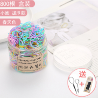 韩国黑色一次性扎头发橡皮筋发圈小皮套扎头发饰品头绳发绳头饰女|16#加厚小圈春天色800根盒装