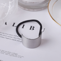 韩国简约chic风金属发绳扎头发橡皮筋欧美风几何拉丝发圈头绳发饰|弧形银色