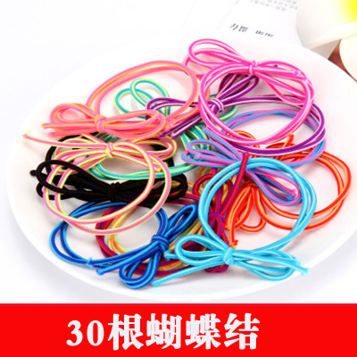 红珠头绳韩国小清新头饰可爱蝴蝶结发圈皮套发饰品扎头发皮筋发绳|30根蝴蝶结混发