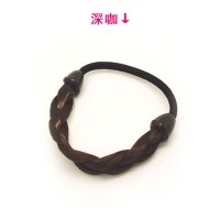 仿真假发皮筋发圈发绳发带简约直发编发发束绑马尾扎头绳辫子皮筋|深咖色辫子款3根
