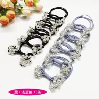 韩国发圈橡皮筋韩版扎头发可爱简约女ins森系饰品网红小皮套头绳|黑色+浅蓝色10条装