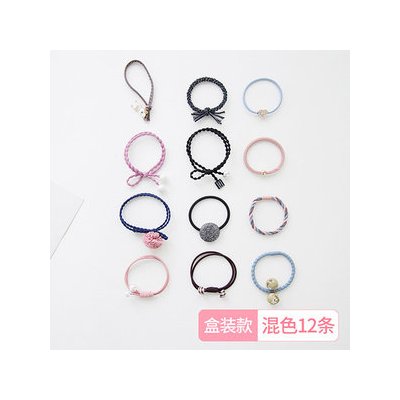 简约12件套发圈韩国头绳小清新森女系个性发绳皮套扎头发皮筋发饰|混色1[12条装]