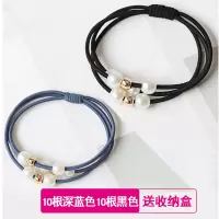 韩国个性发绳小清新百搭橡皮筋森女系简约发圈成人扎头发马尾头绳|10深蓝色10根黑色串珠款
