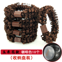 韩版加粗高弹力橡皮筋发圈玉米花发绳发带扎头发马尾发圈头饰头绳|10根咖啡色（玉米花款）（收纳盒装）