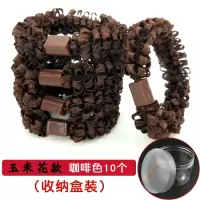 韩版加粗高弹力橡皮筋发圈玉米花发绳发带扎头发马尾发圈头饰头绳|10根咖啡色（玉米花款）（收纳盒装）