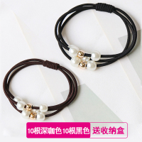 韩国个性发绳小清新百搭橡皮筋森女系简约发圈成人扎头发马尾头绳|10深咖色10根黑色串珠款