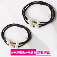 韩国个性发绳小清新百搭橡皮筋森女系简约发圈成人扎头发马尾头绳|10深咖色10根黑色串珠款
