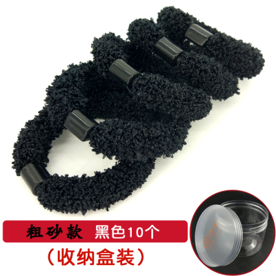 韩版加粗高弹力橡皮筋发圈玉米花发绳发带扎头发马尾发圈头饰头绳|10根黑色(粗砂款)(收纳盒装)