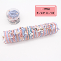 35件头绳女韩国网红新款发绳高弹力ins发饰发圈简约扎头皮筋头饰|[罐装35件套]A42