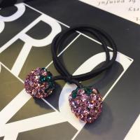 韩国东大门新款发绳高弹力发圈水果闪钻头绳奢华满钻大号草莓皮筋|粉色双草莓