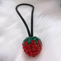 韩国东大门新款发绳高弹力发圈水果闪钻头绳奢华满钻大号草莓皮筋|单草莓
