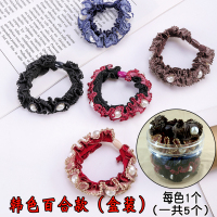 韩版加粗高弹力橡皮筋发圈玉米花发绳发带扎头发马尾发圈头饰头绳|韩色百合款5个,每色1个(盒装)