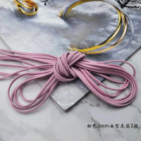新品韩版儿童2mm细款彩色diy长发绳女头绳扎头皮筋头饰发饰品|3mm扁型粉色每根长1米共7根