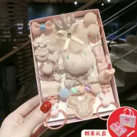 女童蝴蝶结发夹礼盒韩版发饰小公主宝宝扎头发橡皮筋可爱发圈头绳|精装款-5#雪牙18件装