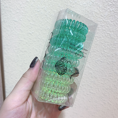 电话线发圈简约韩国皮套日系渐变色弹力ins弹性头绳潮橡皮筋头饰|绿色渐变系