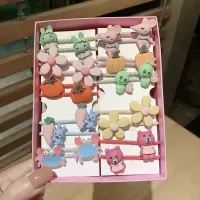 女童蝴蝶结发夹礼盒韩版发饰小公主宝宝扎头发橡皮筋可爱发圈头绳|4#淡粉老鼠20件套