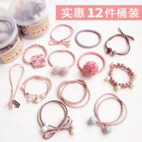 网红发圈女橡皮筋发绳头饰韩国头绳小清新森女系简约扎头发成人|粉色12件套