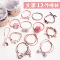 网红发圈女橡皮筋发绳头饰韩国头绳小清新森女系简约扎头发成人|粉色12件套