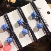 2019新款韩版高弹力水钻马尾皮套头绳发圈橡皮筋头花发绳头饰发饰|[小珠十根]浅蓝