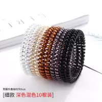 韩国扎头发绳电话线头绳细款可爱森女系成人无痕的橡皮筋电线发圈|深色10根