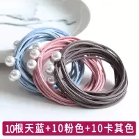 网红皮筋扎头发绳可爱头绳韩国小清新头饰简约森女系成人马尾发圈|10根天蓝+10粉色+10卡其色