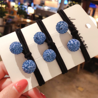 2019新款韩版高弹力水钻马尾皮套头绳发圈橡皮筋头花发绳头饰发饰|[大珠十根]浅蓝