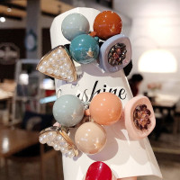 ins日系可爱樱桃橡皮筋女扎头网红韩版蝴蝶结发绳森女皮套女头绳|珍珠三角(2件套)