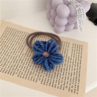 韩国毛绒小花发绳高弹力发圈头绳女韩版小皮筋送男朋友皮套发饰品|[2件套]蓝色一对